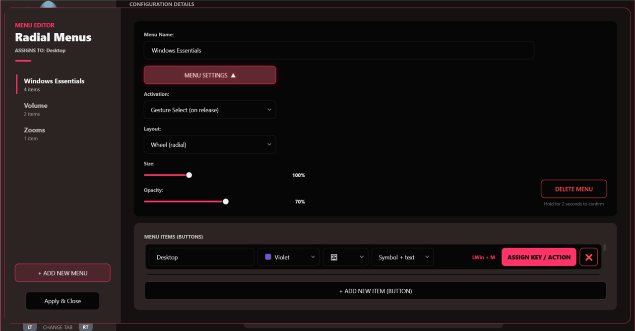 Radial Menu Editor